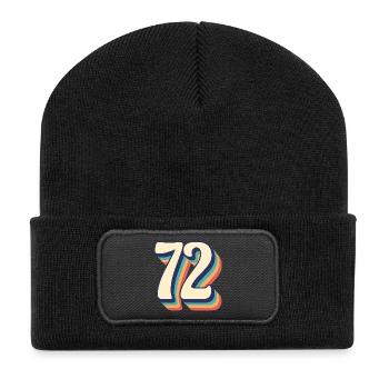 Vintage Retro T Shirt Number 72 Seventy Two - Recycled Patch Beanie - black - Front