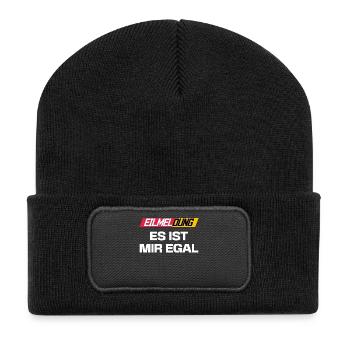 Chill Egal Statement Witzig Ist Mir Wurscht - Recycelte Patch Beanie - Schwarz - Vorne