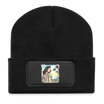 Aloha Mädchen - Recycelte Patch Beanie - Schwarz - Vorne