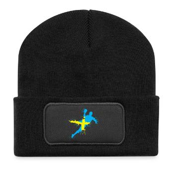Handball Team Schweden Wurf Explosion EM Logo icon - Recycelte Patch Beanie - Schwarz - Vorne