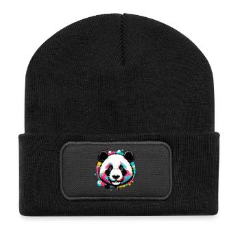 Panda - Recycelte Patch Beanie - Schwarz - Vorne