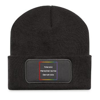 Regenbogen Toleranz Menschenrechte Demokratie - Recycelte Patch Beanie - Dunkelgrau - Vorne