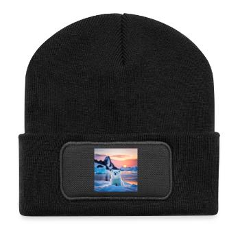 Puuh auf der Eisscholle - Recycelte Patch Beanie - Schwarz - Vorne