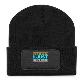 I don't care chill statement attitude indifferent - Recycled Patch Beanie - black - Front