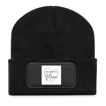 Weltbeste Mama - Recycelte Patch Beanie - Schwarz - Vorne