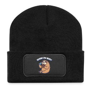 Relax Ist Mir Egal Gleichgültig Statement Haltung - Recycelte Patch Beanie - Schwarz - Vorne