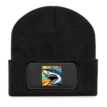 Shark Pop Art - Recycled Patch Beanie - black - Front