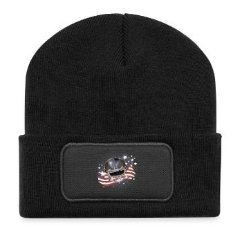 Football Helmet with USA Flag in Vintage Colors - Recycled Patch Beanie - black - Front