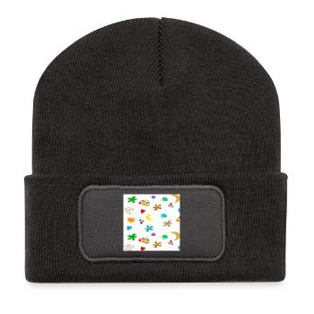 Muster1 - Recycelte Patch Beanie - Dunkelgrau - Vorne