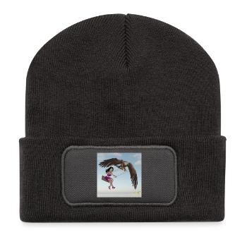 Swinging in the sky. - Recycled Patch Beanie - dark grey - Front