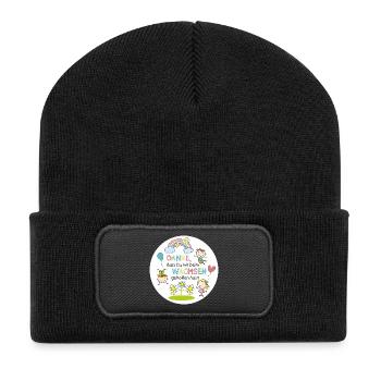 Spruch Kita-Abschied - Wachsen - Kinder Regenbogen - Recycelte Patch Beanie - Schwarz - Vorne