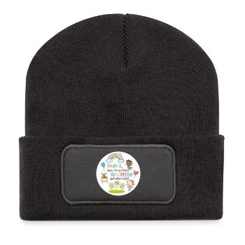 Danke fürs Wachsen – Kinderfreundliches Design - Recycelte Patch Beanie - Dunkelgrau - Vorne