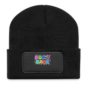 I don't care funny statement attitude indifferent - Recycled Patch Beanie - black - Front