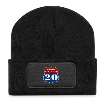 20e anniversaire , joyeux anniversaire 20 US (25) - Beanie recyclé à patch - noir - Devant