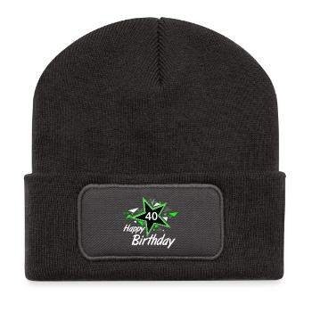 40.Geburtstag , 40 Happy Birthday Star 40 (25) - Recycelte Patch Beanie - Dunkelgrau - Vorne