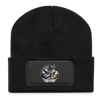 Armwrestling Arm Wrestling Wolf and Bunny Gift - Recycled Patch Beanie - black - Front