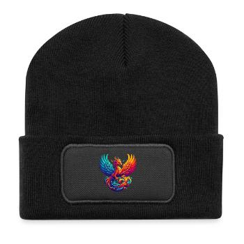 Hyperflammen des majestätischen Phönix - Recycelte Patch Beanie - Schwarz - Vorne