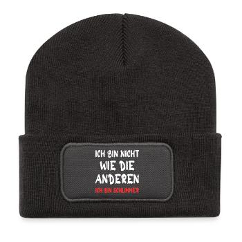 Ich bin nicht wie die anderen – Schlimmer - Recycelte Patch Beanie - Dunkelgrau - Vorne