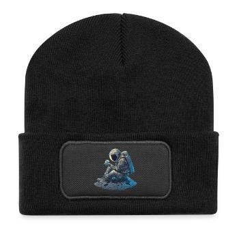 Ein Astronaut beobachtet die Erde - Recycelte Patch Beanie - Schwarz - Vorne
