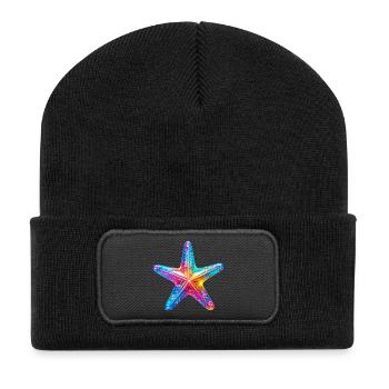 Seestern - Recycelte Patch Beanie - Schwarz - Vorne