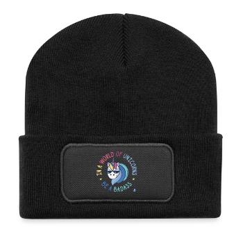 Badass unicorn - Recycled Patch Beanie - black - Front