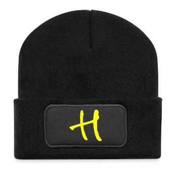 Buchstabe H - Recycelte Patch Beanie - Schwarz - Vorne