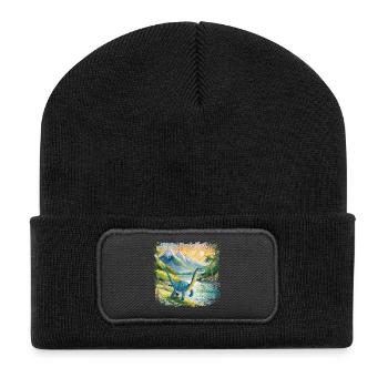 Niedlicher junger Thesaurus Kinderbuchstil Aquarel - Recycelte Patch Beanie - Schwarz - Vorne