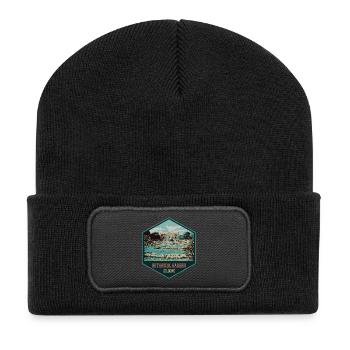 view of the Cologne Botanical Garden - Recycled Patch Beanie - black - Front