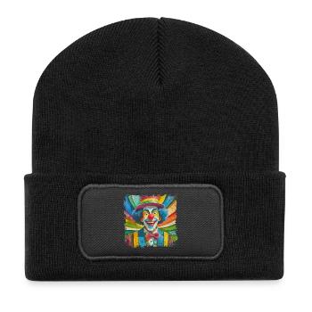 lustiger Clown im comic Style - Recycelte Patch Beanie - Schwarz - Vorne