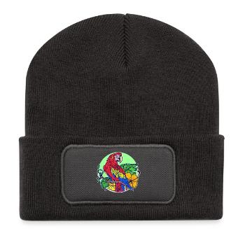Pet, Tropical Animal, Bird, Parrot, Zoo Animals - Recycled Patch Beanie - dark grey - Front