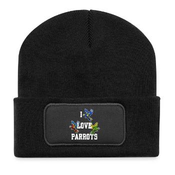 Animal Statement Animal Lover Parrot Birds Zoo - Recycled Patch Beanie - black - Front