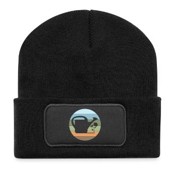 Gießkanne Gärtner Gartenliebe Blumen Pflanzen - Recycelte Patch Beanie - Schwarz - Vorne