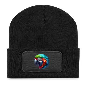 Papagei - Recycelte Patch Beanie - Schwarz - Vorne