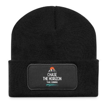 Trailrunning - Jagd auf den Horizont - Recycelte Patch Beanie - Schwarz - Vorne