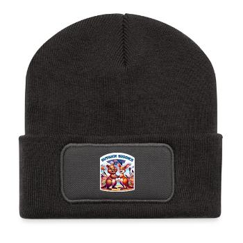 Motif de kangourou australien et de quokka - Beanie recyclé à patch - charbon - Devant