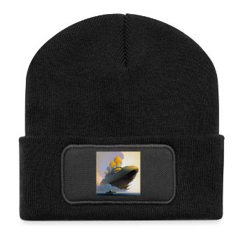 Schiff 03 - Recycelte Patch Beanie - Schwarz - Vorne