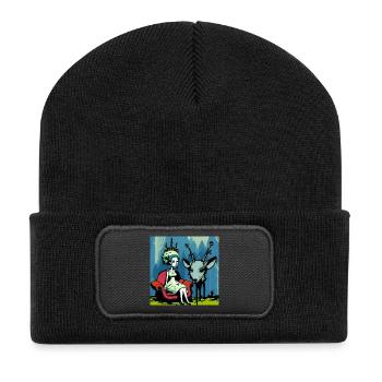 Psychedelic deer 01 - Recycled Patch Beanie - black - Front
