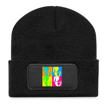 Popart Sportliche Damen - Recycelte Patch Beanie - Schwarz - Vorne