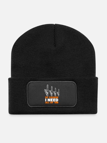 Holzfäller Holz Säge Statement Baumfäller - Recycelte Patch Beanie - Schwarz