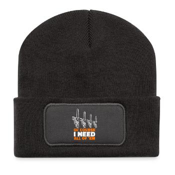 Lumberjack Wood Saw Statement Tree Feller - Recycled Patch Beanie - dark grey - Front