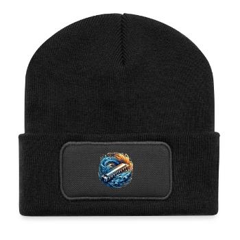 Mundharmonika Abstraktes Design - Recycelte Patch Beanie - Schwarz - Vorne
