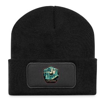 Illustration Château Carnasserie, Écosse - Beanie recyclé à patch - noir - Devant