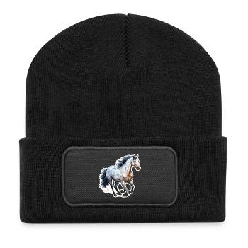 Cheval sauvage - Beanie recyclé à patch - noir - Devant