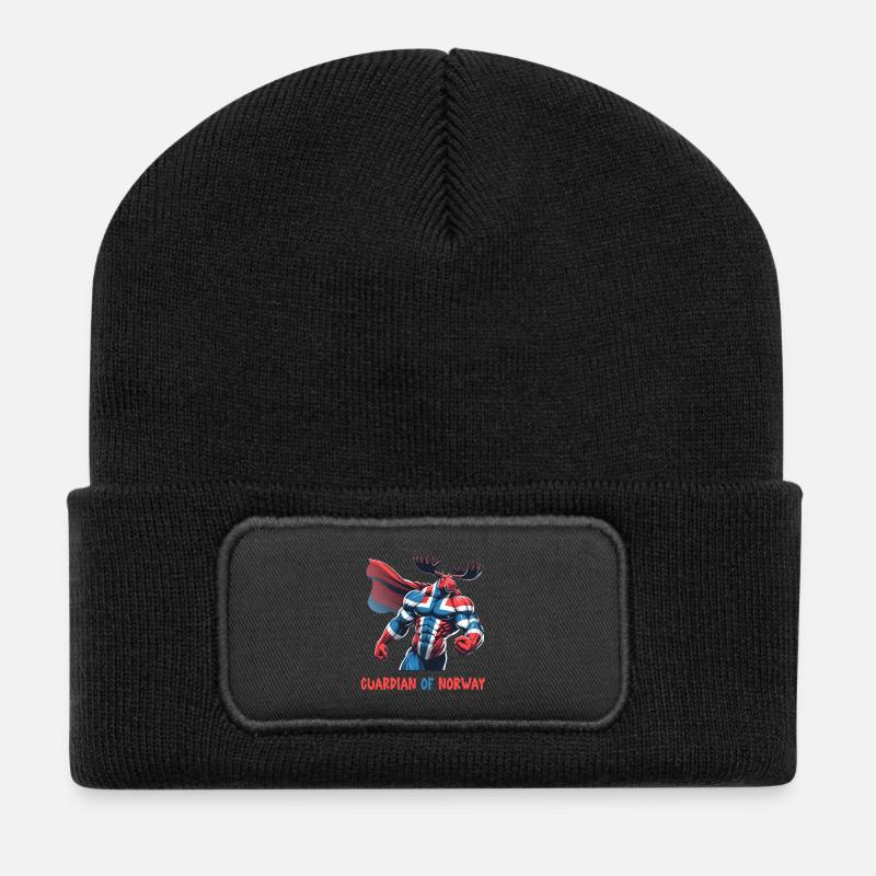 Wächter von Norwegen Elch - Recycelte Patch Beanie - Schwarz