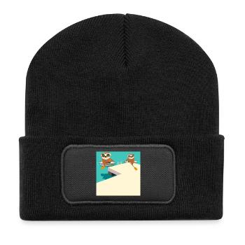 CANOË KAYAK PARESSEUX SUR LA PLAGE - Beanie recyclé à patch - noir - Devant