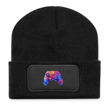 Manette de jeux vidéo pixel art - Beanie recyclé à patch - noir - Devant