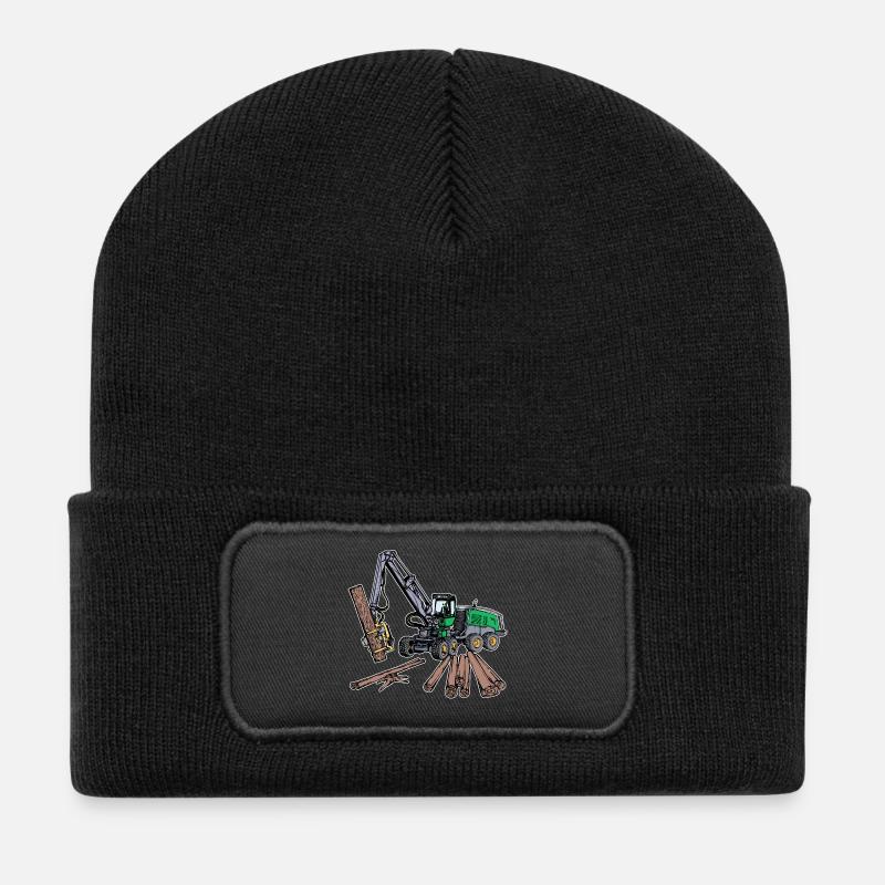 Holz Waldarbeit Holzarbeit Holzfäller Festmeter - Recycelte Patch Beanie - Schwarz