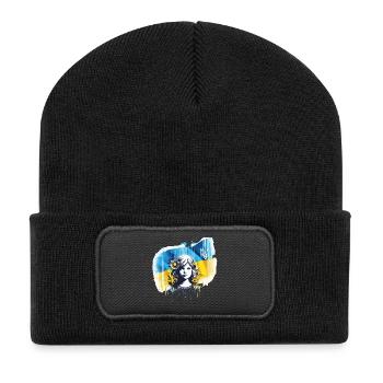 Le drapeau de l’Ukraine met fin à la guerre - Beanie recyclé à patch - noir - Devant