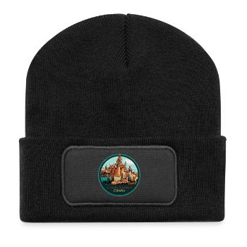 Alcázar von Segovia, Spanien Illustration - Recycelte Patch Beanie - Schwarz - Vorne