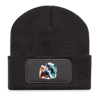 Finanzen Stier Bär Kampf Wallstreet Geschenk - Recycelte Patch Beanie - Dunkelgrau - Vorne